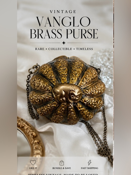 Vanglo Handbags - Vintage Vanglo Brass Purse - Rare Sculptural Statement - Collectible Crossbody